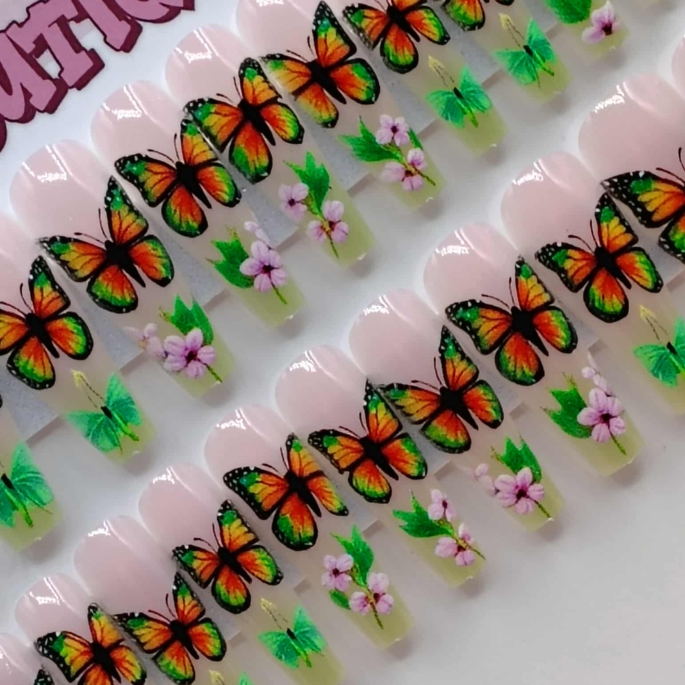 Butterfly and Floral Press-On Nails